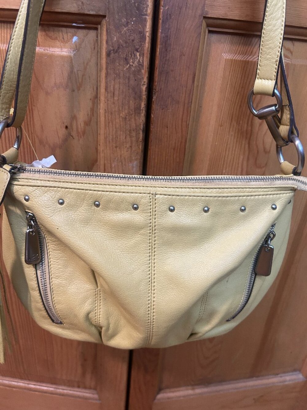 B Makowsky All Leather Gold Hobo Shoulder Handbag